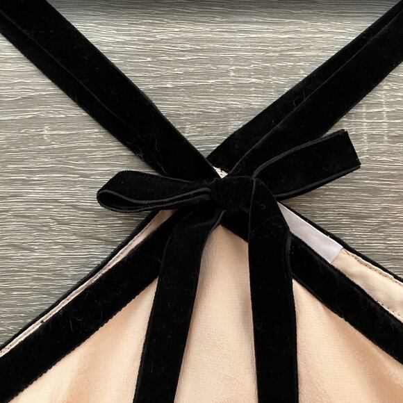 Cami NYC Blush and Black Silk Cami The Hayden- velvet bow - Picture 5 of 6